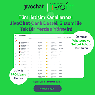 T-Soft Müşterilerine Özel ÜCRETSİZ JivoChat Canlı Destek
