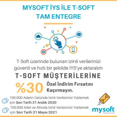 Mysoft'dan T-Soft Müşterilerine Özel İleti Yönetim Sistemi (İYS) Kampanyası