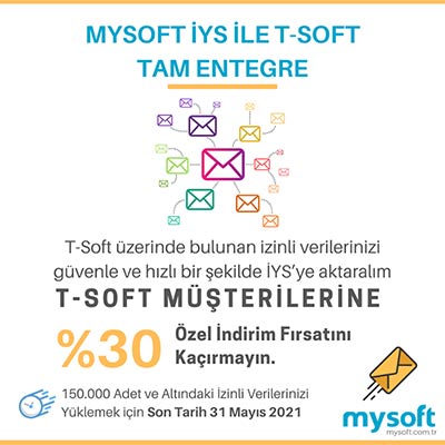 Mysoft'dan T-Soft Müşterilerine Özel İleti Yönetim Sistemi (İYS) Kampanyası