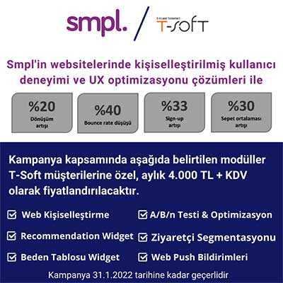 smpl Kişiselleştirme Deneyimini T-Soft'a Özel Fiyatlarla Yaşayın